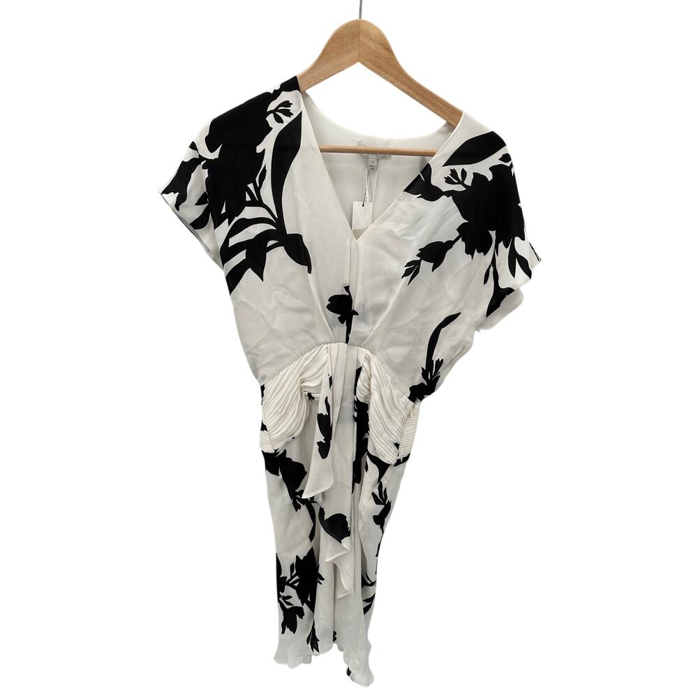 JOIE NWT Black & White Floral 100% Silk Ashleena Dress // 2